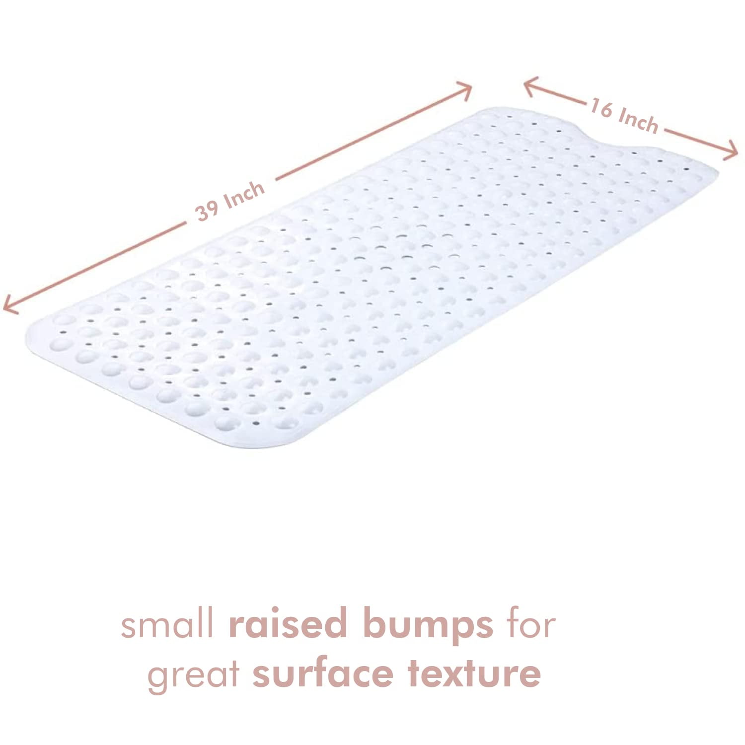 Case of 42 Mats - BULK SAVINGS - 16 x 40 WHITE Textured Non-Slip Adhesive  Bathmat with Drain Cut Out - In Stock - Drop Ships