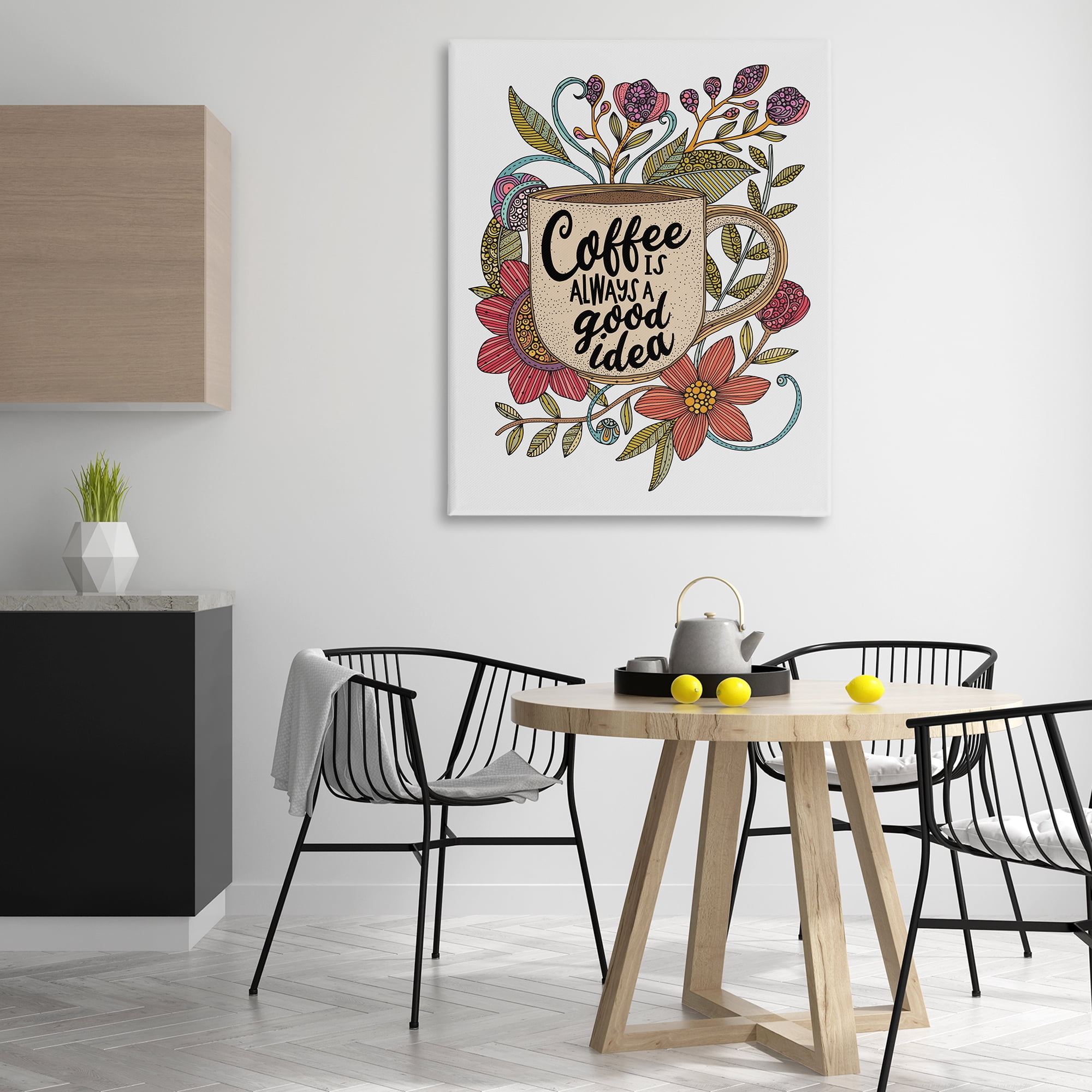 Stupell Industries Floral Coffee Good Idea Food & Beverage Painting Gallery Wrapped Canvas Art Print Wall Art, 36 x 48