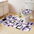 thumbnail image 2 of Purple Black Geometric Bath Mat 3 Piece Bathroom Rug Set, Minimalist Stripes Abstract Art Non Slip Bath Rug Contour Mat and Toilet Lid Cover, Absorbent Shower Mats Soft Bath Rugs and Mats Sets, 2 of 8
