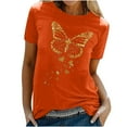 thumbnail image 2 of Sakmal Womens Tops Trendy Orange Short Sleeve Butterfly Crew Neck Graphic T-Shirts Womens T Shirts, 2 of 6