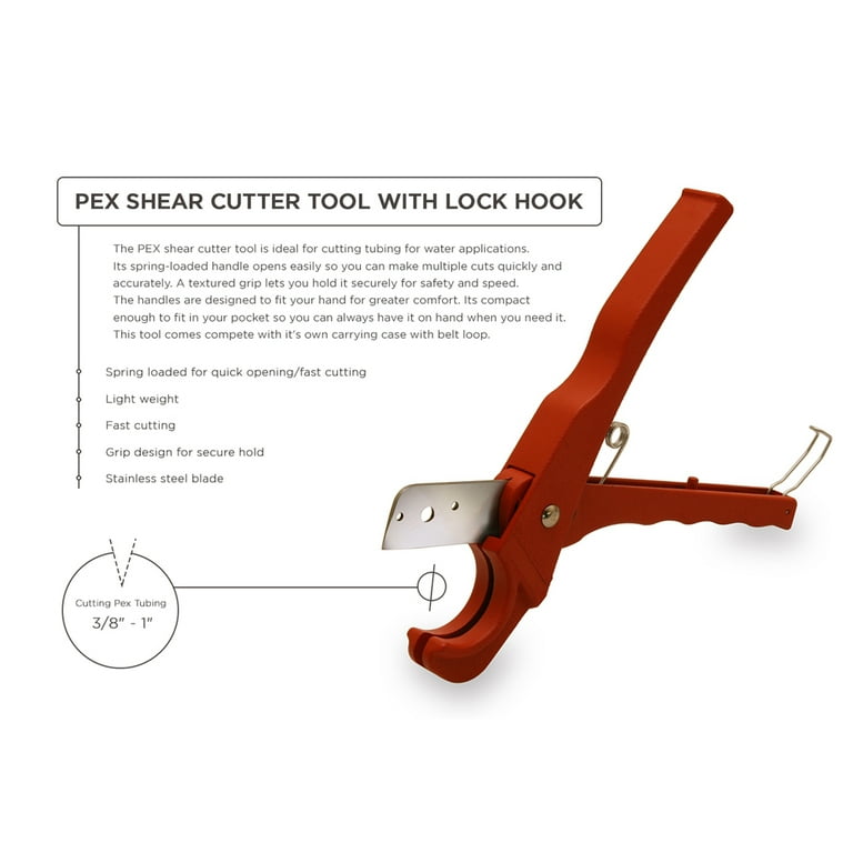 PEX Plumbing Kit - Crimper, Cutter Tool with Lock Hook, 1/2 in. Elbow Cinch and Half Clamp PEX Plumbing Kit - Crimper, Cutter Tool with Lock Hook, 1/2 in. Elbow Cinch and Half Clamp
