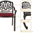 thumbnail image 5 of 7-Piece Outdoor Patio Dining Set, 60" Rectangular Cast Aluminum Dining Table with Umbrella Hole and 6 Outdoor Dining Cushioned Chairs, Patio Funiture Set for Backyard, Patio, Garden, Red, 5 of 7