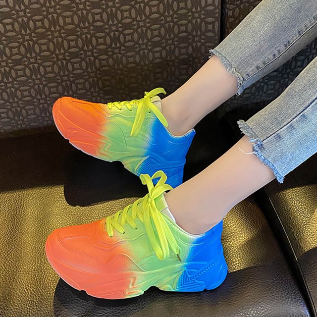 Señoras Graffiti Gradiente Color Plataforma Moda Encaje Deporte Arco Iris Zapatos Wmkox8yii shalkjhdk1291