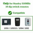 thumbnail image 5 of 2X 310Mhz 10Dip Fit Stanley 1050 1082 105015 1094 Car Garage Door Opener Remote/, 5 of 5