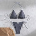 thumbnail image 2 of Women Bathing Suits Two Piece Swimwear Women's 2 Piece Gingham Bikini Bikini Set Triangle Bow Front Beachwear High Waisted Bathing Suit Swimsuit, 2 of 6
