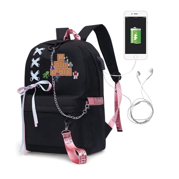 Mochila escolar con estampado de dibujos animados para adolescentes, morral de tela Oxford de alta calidad, con USB, kawaii