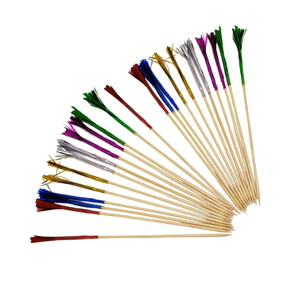 Speravity Paquete de 100 palillos de para aperitivos con borlas largas, decoración Tropical, postres, palillos de para bebidas Artesanía Speravity TO002972-00