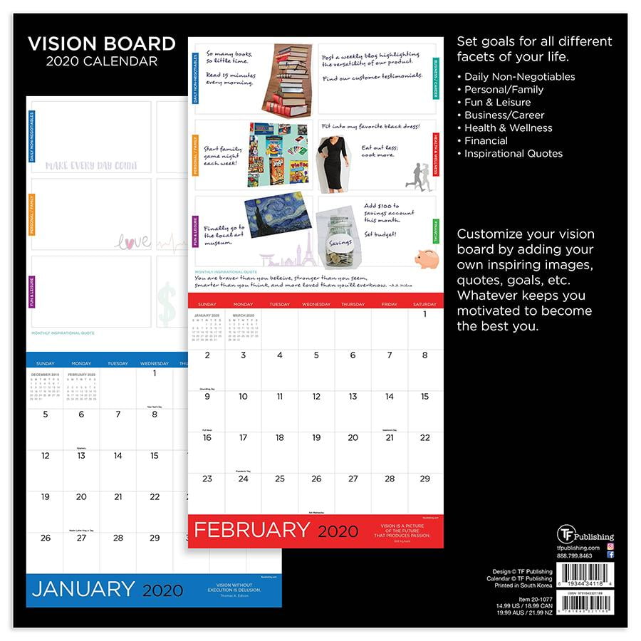 2020 Vision Board Wall Calendar Walmart Canada