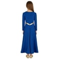 thumbnail image 2 of Hansber Kids Girls Lyrical Praise Dance Dress Metallic Color Block Liturgical Worship Full Length Church Robe Royal Blue 10, 2 of 5