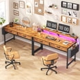 thumbnail image 4 of Romorgniz 37.8" H Computer Desk with LED Lights Small Desk with 2 Fabric Drawers & Side Pocket, Ergonomic Study Desk with Monitor Stand for Home Office, Gaming, Small Spaces, Rustic Brown, 4 of 9