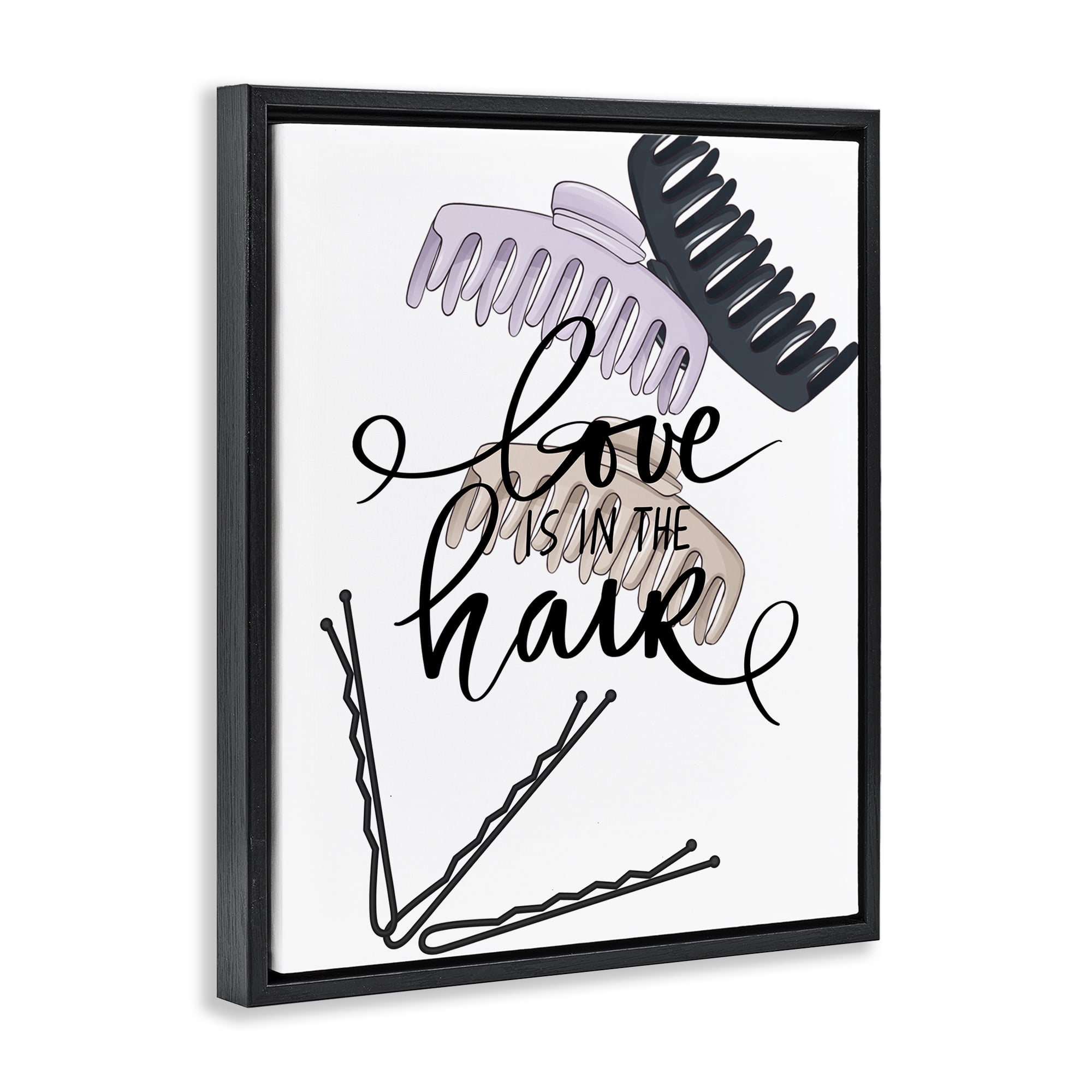 Stupell Industries Love Is In The Hair Black Framed Floater Canvas Wall Art, design by Jesse Keith