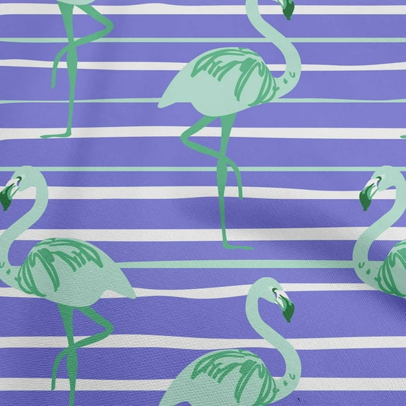 oneOone Cotton Cambric Medium Purple Fabric Tropical Flamingo With Stripes Diy Clothing Quilting Fabric Print Fabric By Yard 56 Inch Wide