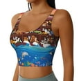 thumbnail image 2 of Vsdgher Animals On Noah's Ark2 Print Women Sleeveless Athletic Tank Top Built-in Bra Camisole Sports Vest for Yoga Running Fitness Exercise with Removable Pads, 2 of 8