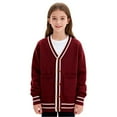 thumbnail image 2 of EnJoCho Boys Girls V Neck Cardigan Sweater Kids Button Down Knit School 𝖴niform Soft Cotton Warm Knitted Outerwear Pocket Cozy Pullover Fall Winter Wear Layering Piece, 2 of 7