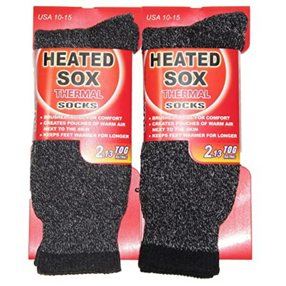 3 Pair, Men's Heated Sox Socks Thick Thermal Socks Keeps Feet Warmer Longer 2.13 TOG heat rating.Size: 10-15. (Black)
