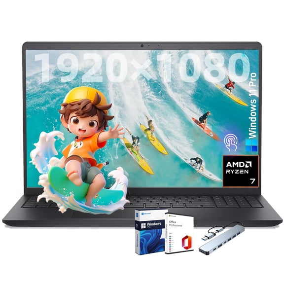 Dell Inspiron 3535 Touchscreen Laptop - AMD Ryzen 7-7730U * 15.6" FHD (1920 x 1080) LED Backlight Display * Long Battery Life * Windows 11 Pro * w/CD/DVD Drive(32GB RAM, 1TB SSD)