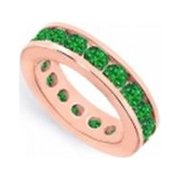 Fine Jewelry Vault UBUAGVRRD700E14125 Wedding Eternity Ring Created Emerald on 14K Rose Gold Vermeil - 7 CT TGW