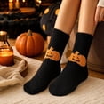 thumbnail image 4 of Halloween Mid Calf Slipper Socks for Women Thick Plush Warm Fuzzy Home Lounge Socks with Festive Graphic Ultra Soft Non-Slip Ideal for Cozy Indoor Wear and Cold Seasons Black, 4 of 7