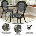 thumbnail image 4 of Merrick Lane Stacking Thonet French Bistro Style Chair, Black & White PE Rattan Seat, and Black Metal Frame for Indoor/Outdoor Use, 4 of 13
