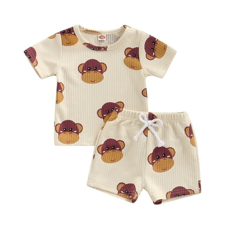 

2PCS Baby Girls Boys Summer Fall Outfits Animal Long Sleeve Tops/Vest Shirt Sweatshirt+Pants/Shorts Clothing