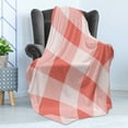 thumbnail image 4 of Coral Soft Flannel Fleece Blanket, Vintage Style Art Geometrical Mosaic Diagonal Fractal Old Tartan Motif Image Print, Cozy Plush for Indoor and Outdoor Use, 60" x 80", Coral Cream, by Ambesonne, 4 of 5