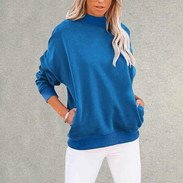 2023 Chandail en Molleton de Mode pour Femmes 50 % de Rabais Liquidation Mode Décontractée Couleur Unie avec Poche
