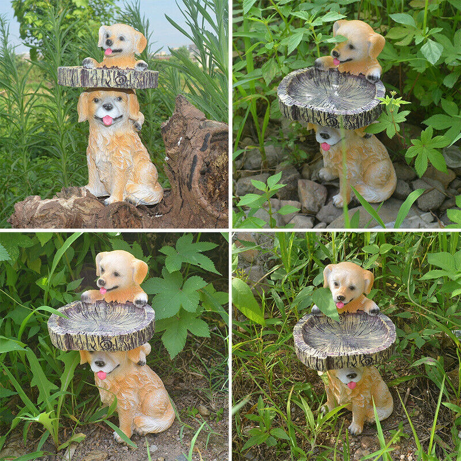 Resin Tree Dog Garden Bird Feeder for Outside Ornament Bird Bath Home Yard Outdoor Decoration