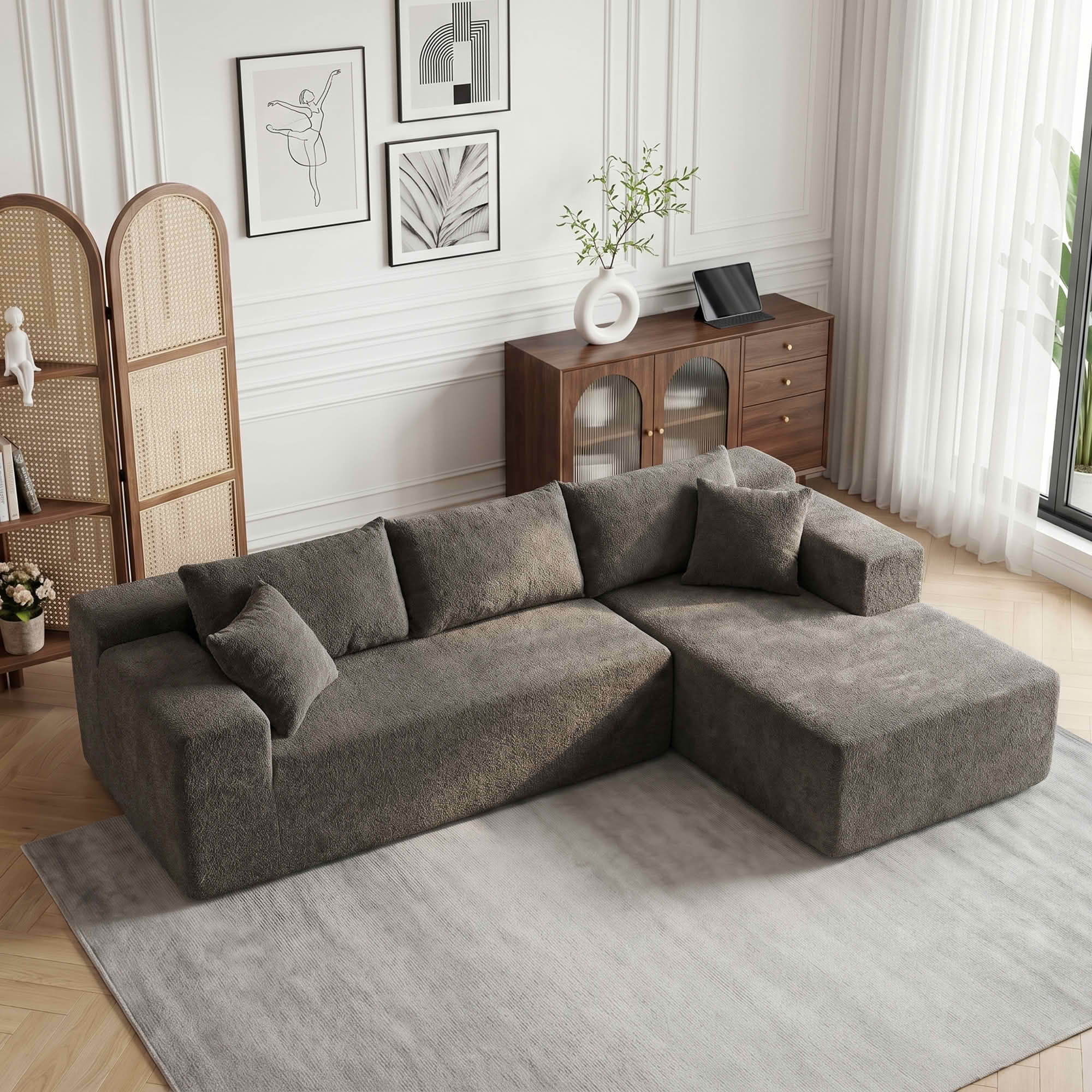 MAYEERTY 104" Cloud Sectional Couch with L-Shape Chaise, Modern Modular Sofa with Deep Seat, Upholstered Couches with Back Cushion for Living Room Bedroom, No Assembly Required