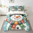 thumbnail image 2 of Manfei Winter Cute Snowman Bedding Comforter Set 7 Pieces, Merry Christmas Full Bedding Set, Teens Boys Girls Kids Reversible Fitted Sheet Flat Sheet, Lightweight Room Decor, 2 of 7