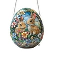 thumbnail image 2 of AZXY 2 Pcs Easter Egg Suncatcher Ornament, 7.87" 2D Stained Glass Style Hanging Decoration, Two Bunnies with Floral Design for Window, Easter Party & Home Indoor Outdoor Decor, 2 of 7