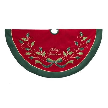UPC 086131516344 product image for Kurt Adler 48-Inch Red and Green with Holly Tree Skirt | upcitemdb.com