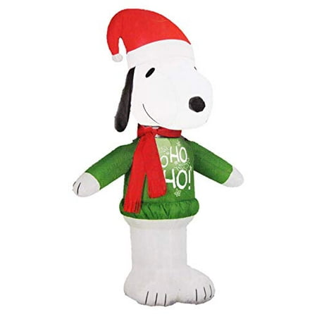 Joy An Irish Christmas Getty Gemmy Peanuts Snoopy with Santa Hat and Ho Ho Sweater 3.5 Ft Christmas Holiday Airblown Inflatable ()