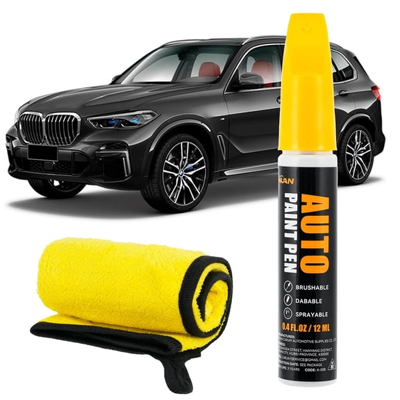 NUAN Auto Paint Pen, Black Car Scratch Repair, 2-in-1 Design with Brush and Pen Tip, 0.4 oz