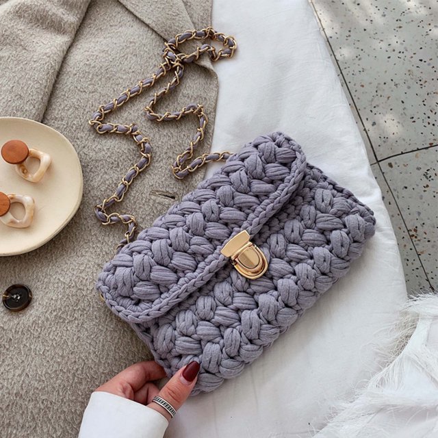 Bolsa cruzado para mujer Tira de hilo Gancho Bolsas de hombro tejidos Monederos pequeños (Gris) Ndcxsfigh Para Estrenar
