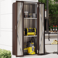 thumbnail image 3 of AECOJOY Outdoor Storage Cabinet Waterproof with Adjustable Shelves, Lockable Metal Outdoor Garden Storage Sheds Organizer in Brown, Versatile for Garage, Backyard, or Indoor Use, 3 of 8