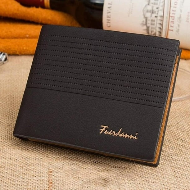 Monedero de cuer hombre cartera plegable delgada para de credito tarjetero Negro Zulema Billetera plegable unisex Walmart en linea