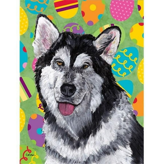 Alaskan Malamute Easter Eggtravaganza Flag Garden Size