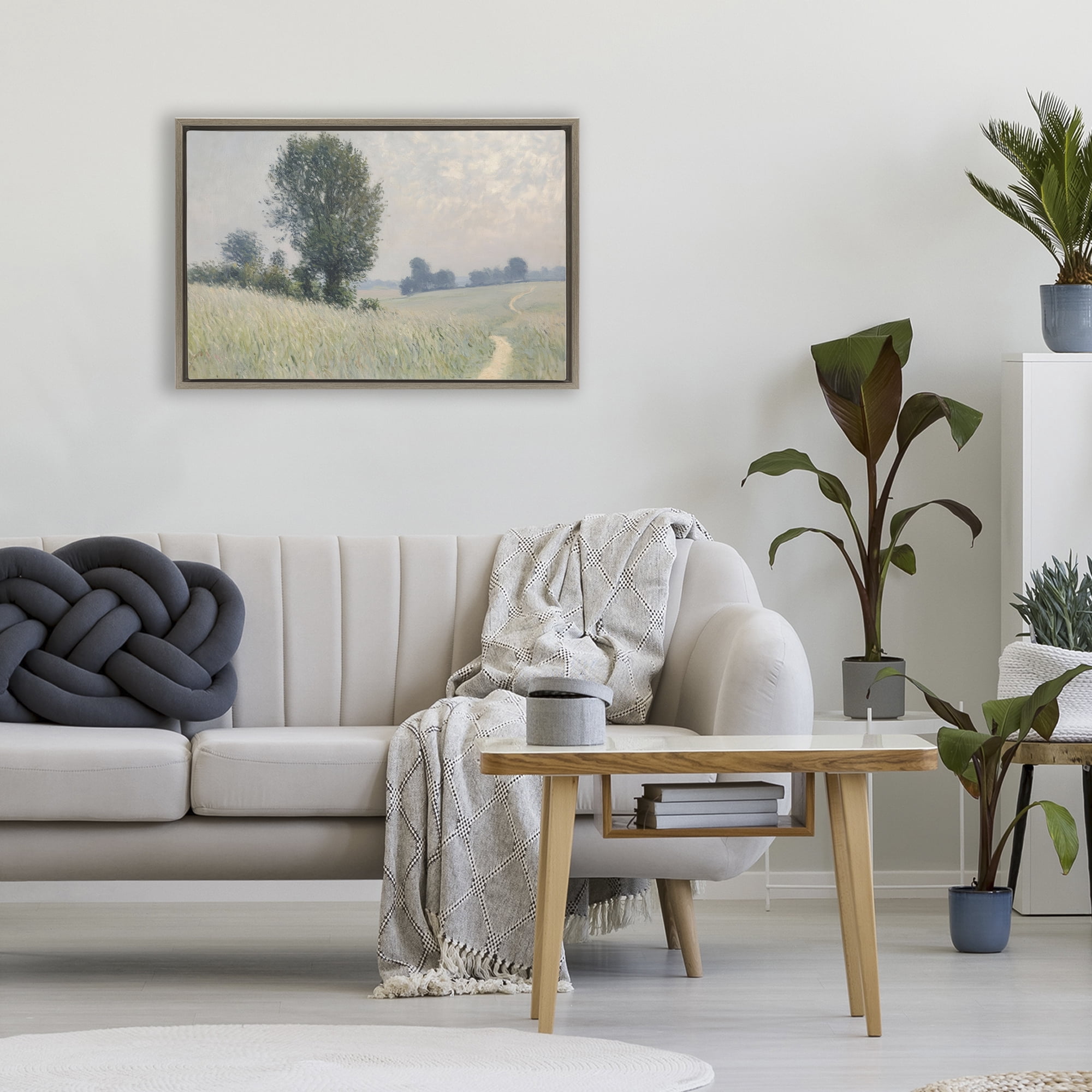 Stupell Industries Tall Grass Path Through Meadow Brown Framed Floater Canvas Wall Art, design by Petal Prints Design