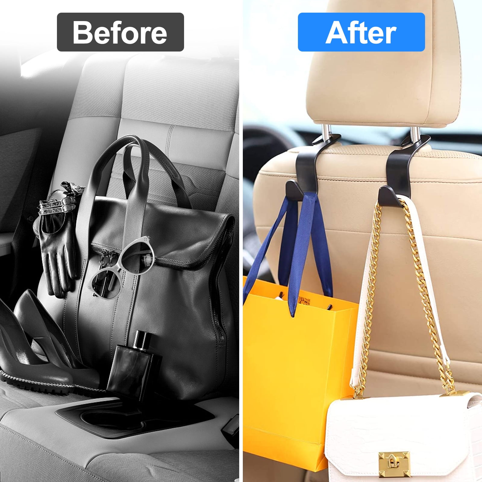 2/4Pcs Multi-function Car Vehicle Back Seat Hook Rear Headrest Organizer  Hanger Storage Hook for Groceries Bag Handbag Umbrellas Car Accessories