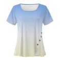 thumbnail image 3 of Gibobby Casual Playera de Manga Corta para Mujer Tops verano para mujer, camiseta informal con cuello cuadrado y manga corta con botones y abertura, camiseta, Tops,(Azul celeste,CH), 3 of 5