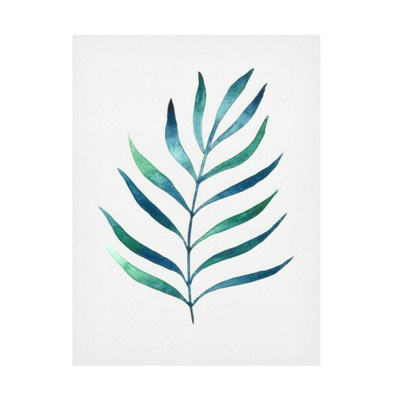Canvas Wall Art - Cami Juncos 'Blue and Green Watercolor Leaves 2' Wall Art for Living Room, Bedroom, or Office Décor by Trademark Fine Art - 14 x 19 Inches