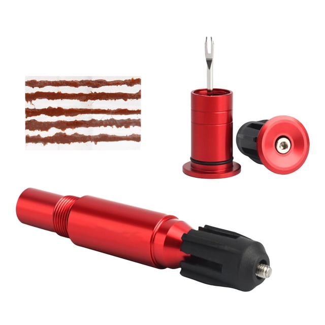 jinwen Kit de Réparation de Pneu Sans Chambre à Air de Vélo Réparation de Pneu Alésoir de Fourche Crevaison Facile à Utiliser Rouge