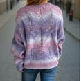 thumbnail image 4 of Annhoo Fall Sweaters for Women Trendy Printed Long Sleeve Crew Neck Tops Hollow out Knitted Pullover Shirts, 4 of 7