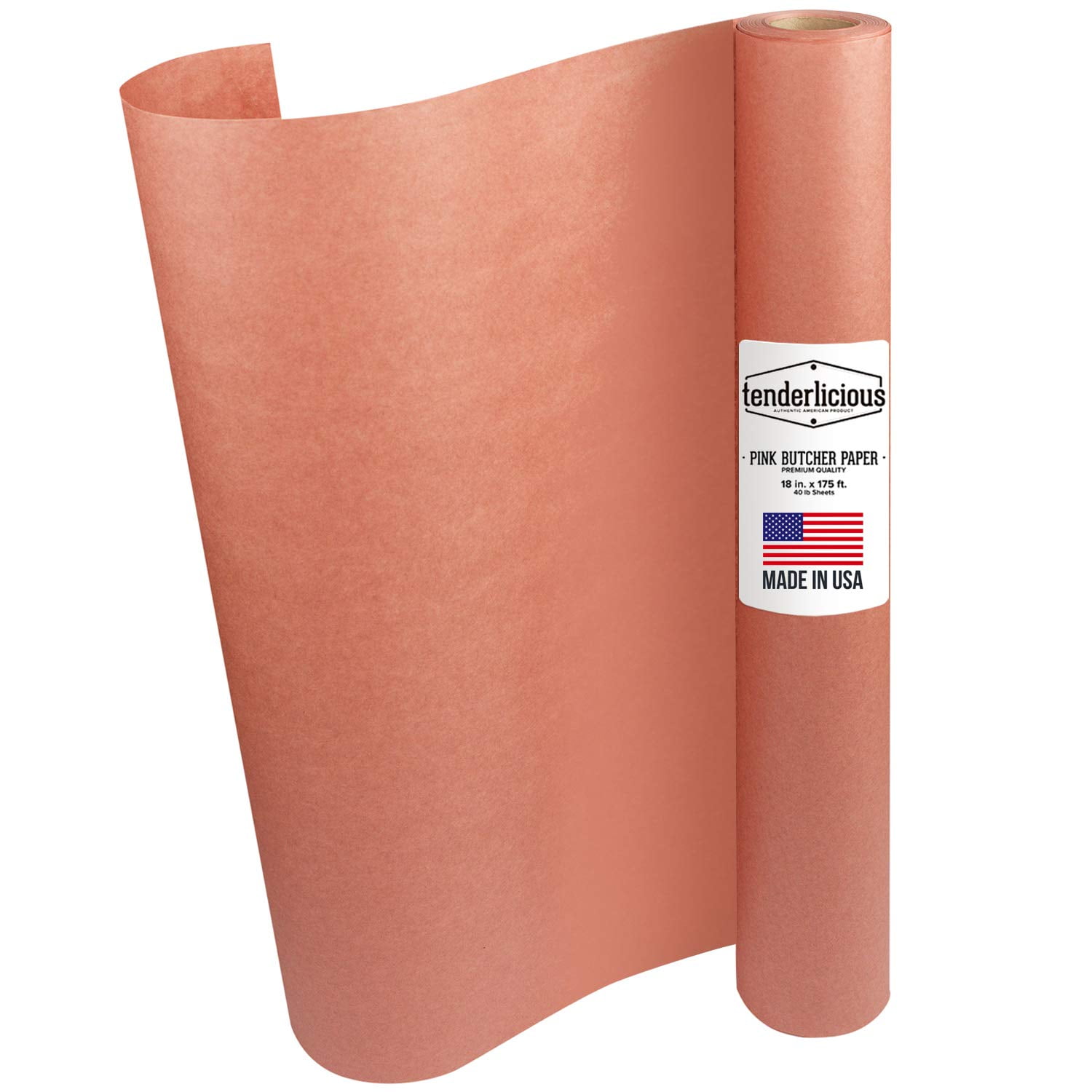 PaperMi All Natural, Kraft Pink Butcher Paper Roll - 18 x 200 (2400) USA Made Peach Wrapping Paper for Beef Briskets, BBQ Meat Smoking