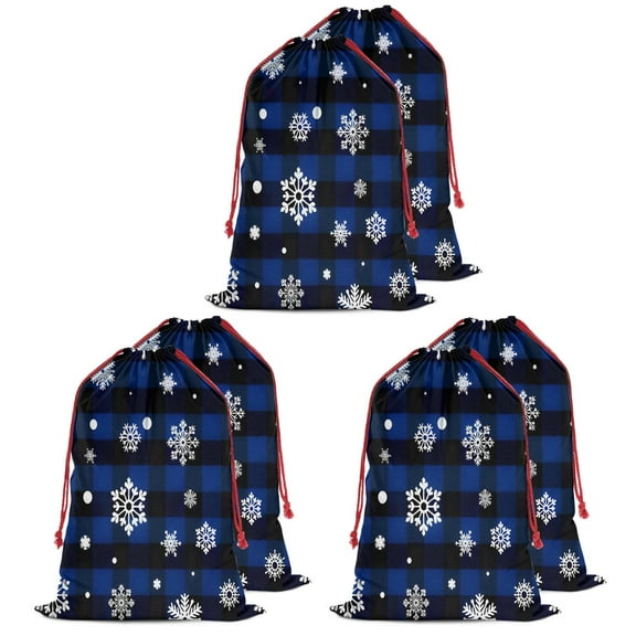 Christmas Bags Drawstring,Blue Christmas Snowflake Pattern Large Xmas Christmas Gift Bags,Reusable for Xmas and New Year Party Favors and Supplies,27.6" X 19.7"