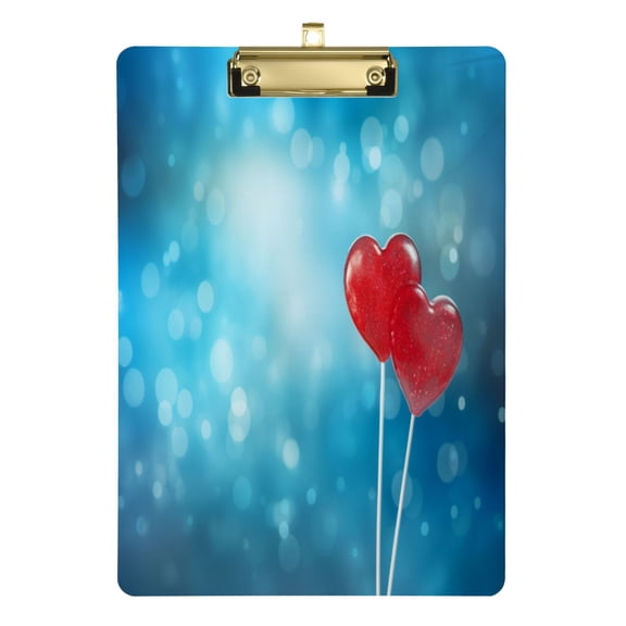 Blue with Heart Acrylic Clipboards A4 Standard Letter Size Clipboard 12.5" X 9" Clip Board for Students Teacher Office
