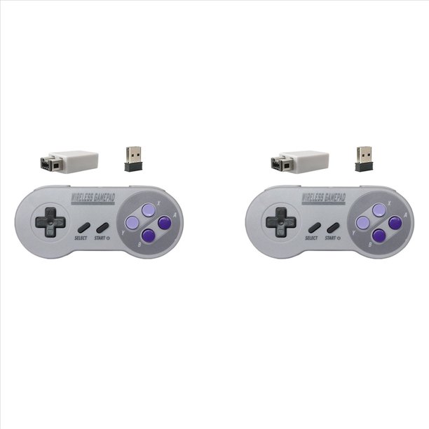 2X Controlador de Juego Inalámbrico 2.4G Gamepad Joypad Joystick Compatible para SNES Mini PC NS Switch 2 Botones de Color