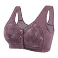thumbnail image 2 of Front Closure Bras for Women Plus Size Wireless Underwear Comfortable V Neck Push Up Full Coverage Lingerie Everyday Bra,Purple,44 C, 2 of 4