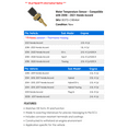 thumbnail image 2 of Water Temperature Sensor - Compatible with 2008 - 2021 Honda Accord 2009 2010 2011 2012 2013 2014 2015 2016 2017 2018 2019 2020, 2 of 2