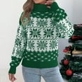thumbnail image 6 of Women's Christmas Snowflake Reindeer Knitted Sweater Long Sleeve Crew Neck Xmas Print Pullover Sweater Top, 6 of 7